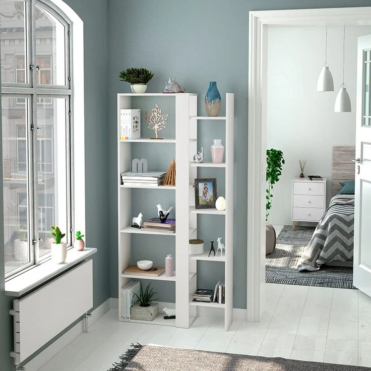 habeig Standregal Hochregal Bücherregal Aktenschrank Kommode Weiß Holz 162x78cm, vielseitig einsetzbar als Bücherregal, Raumteiler oder Kinderregal – Bild 2