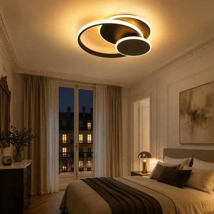 BlingBin LED Deckenleuchte dimmbar 3 Ringe Deckenlampe 33 W, 1819 lm, Bluetooth App, Schwarz, 3-Ringe, LED fest integriert, Warmweiß, Kaltweiß, Neutralweiß, für Wohnzimmer Schlafzimmer Büro Küche Esszimmer und Flur – Bild 2