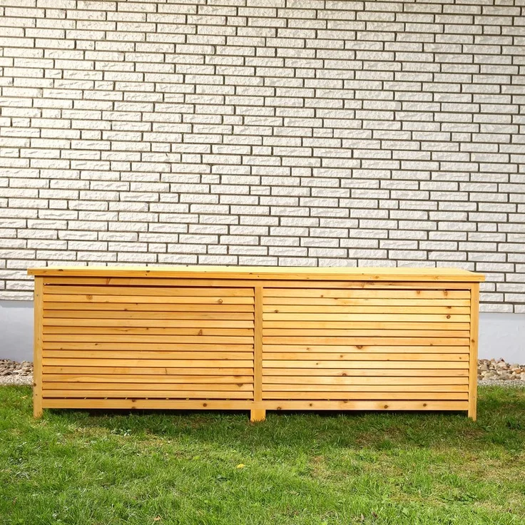 XXL Gartentruhe Braun Kissenbox Auflagenkiste Aufbewahrung Terrasse Outdoormöbel – Bild 2