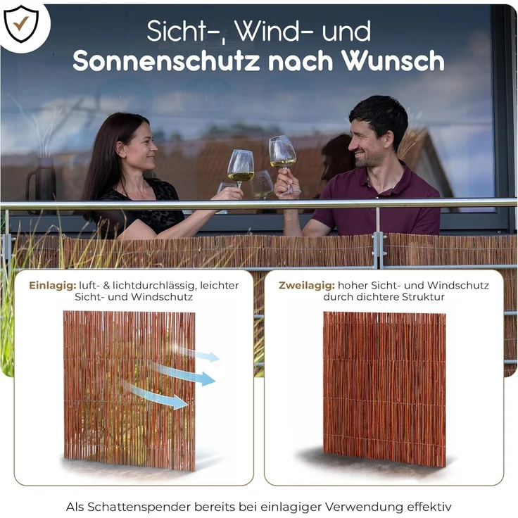 BOOGARDI Weidenmatte - 20 Größen - Weidenzaun 40 cm hoch x 300 cm lang - Sichtschutzmatte Balkonverkleidung Gartenzaun Sichtschutz Zaun Garten Balkon Sichtschutzzaun Holz Weide – Bild 3