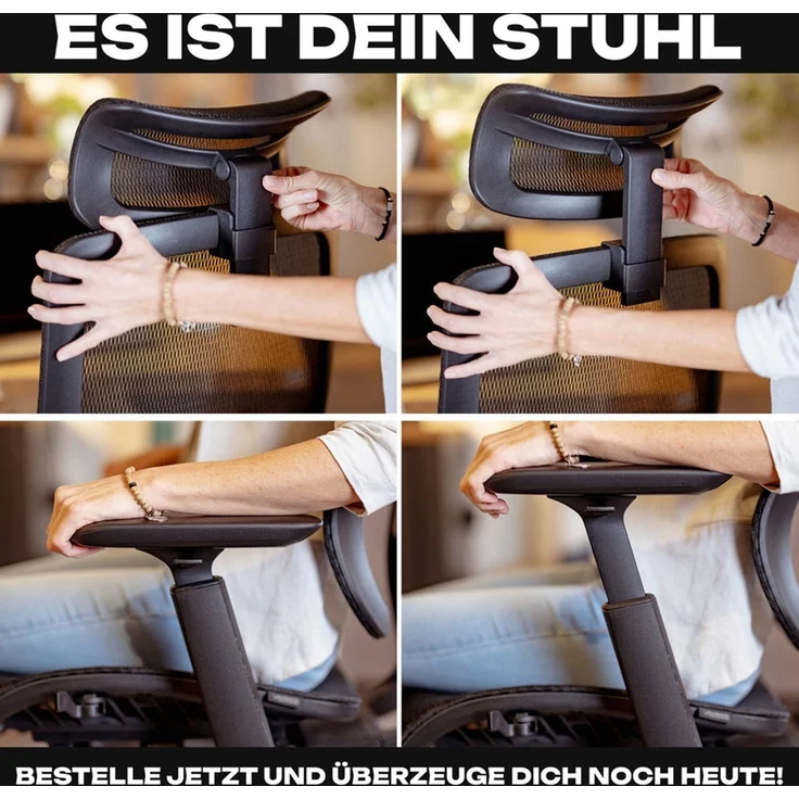 VALKENSTOL M6 MESH-SITZ Bürostuhl ergonomisch bis 1,95m - 5 Jahre Garantie - Schreibtischstuhl mit verstellbarer Sitztiefe - Lordosenstütze – Bild 8