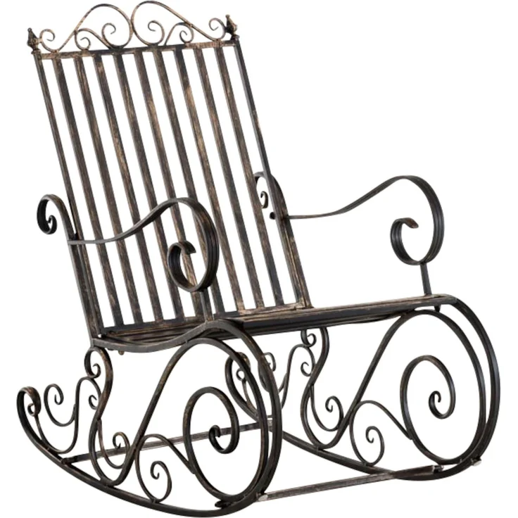 Schaukelstuhl ANNA 2er Set Antik Outdoor - 56x90x94cm, Metall, Bronze | Gartenstuhl Liegestuhl Relaxstuhl Garten Terrasse – Bild 2