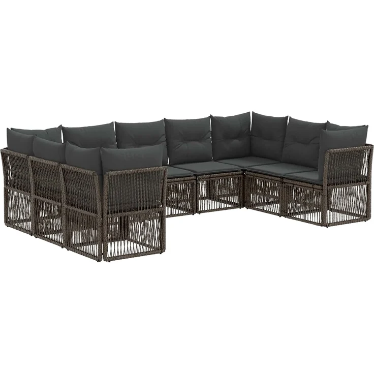 vidaXL Gartensofa-set 9 stk. 9-Sitzer Grau Poly-Rattan 3434339 – Bild 2