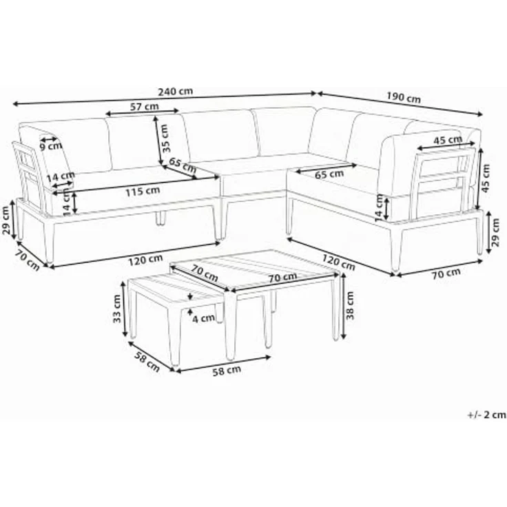 Ecksofa Lounge Set RIMA III Metall Beige – Bild 3
