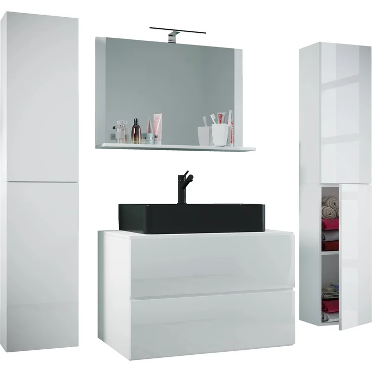 VCM Badmöbel Waschtisch Lendas 919566 Weiß H. 150 x B. 147 x T. 52 cm – Bild 1
