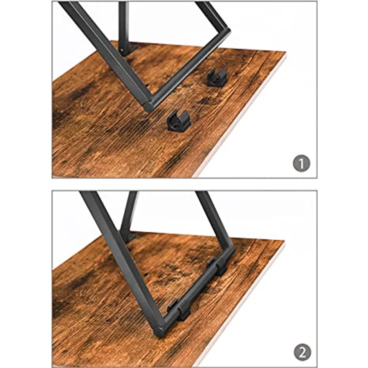 HOOBRO Beistelltisch Klappbar, Kleiner tabletttisch, TV Tray 2er Set, klapptisch Snack Tisch Industriestil, Sofatisch für kleinen Raum, einfach montierbar, Dunkelbraun-Schwarz EBF25BZ01 – Bild 8