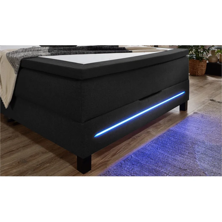 Boxspringbett Jogi / Jefferson BX2260, Stoff, Schwarz, 140 x 107 x 211 cm – Bild 2