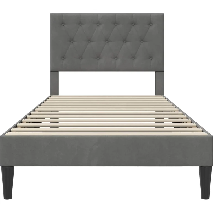 vidaXL Bettrahmen mit Kopfteil Dunkelgrau 100 x 200 cm Samt 42027644 – Bild 4