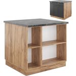 Kücheninsel Fame-Line Anthrazit Landhaus/Goldkraft Eiche 90 cm mit Schublade, ohne Arbeitsplatte Vicco