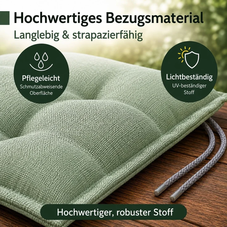 BURI 2x Auflagen Set Hochlehner für Gartenstühle 119x49x6cm Sesselauflagen Polster UV Lichtecht - Gartenstuhlauflagen Stuhlkissen mit Dicker Schaumstoff Füllung (Dunkelgrün) – Bild 7