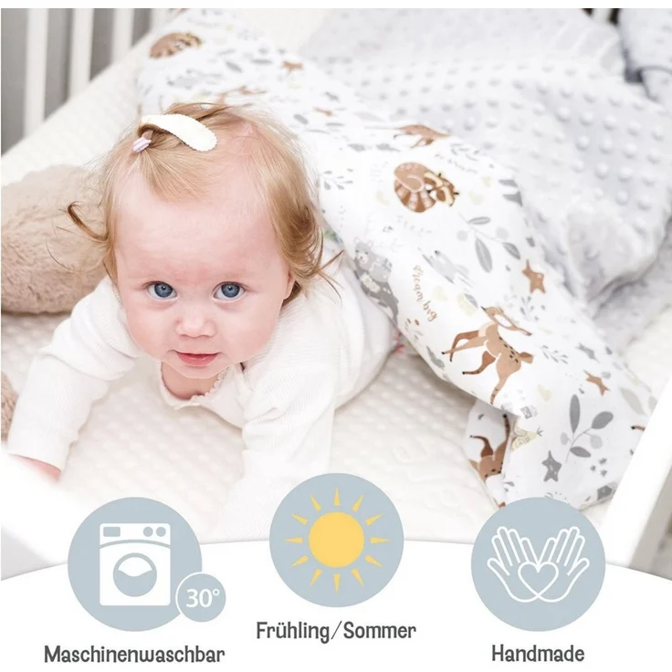 Wohndecke Babydecke Sommerdecke mit Minky 75x100 cm - Baby Kinderdecke, Totsy Baby – Bild 3