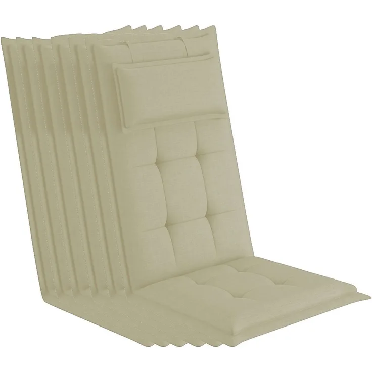 sunnypillow Hochlehnerauflage Gartenstuhlauflagen mit abnehmbarem Kopfpolster 120x50x9 cm, (6 St), Auflage Polsterauflagen UV-Lichtecht
