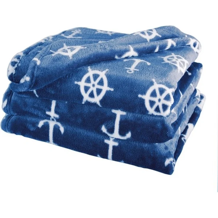 Wohndecke Nautic, Delindo Lifestyle, kuschelig weiche Coral Fleece Decke im maritimen Look – Bild 4