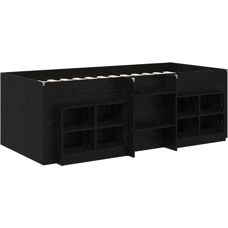 vidaXL Loft Bettgestell mit Schrank 3 stk. Schwarz Holzwerkstoff 3423407 – Bild 3