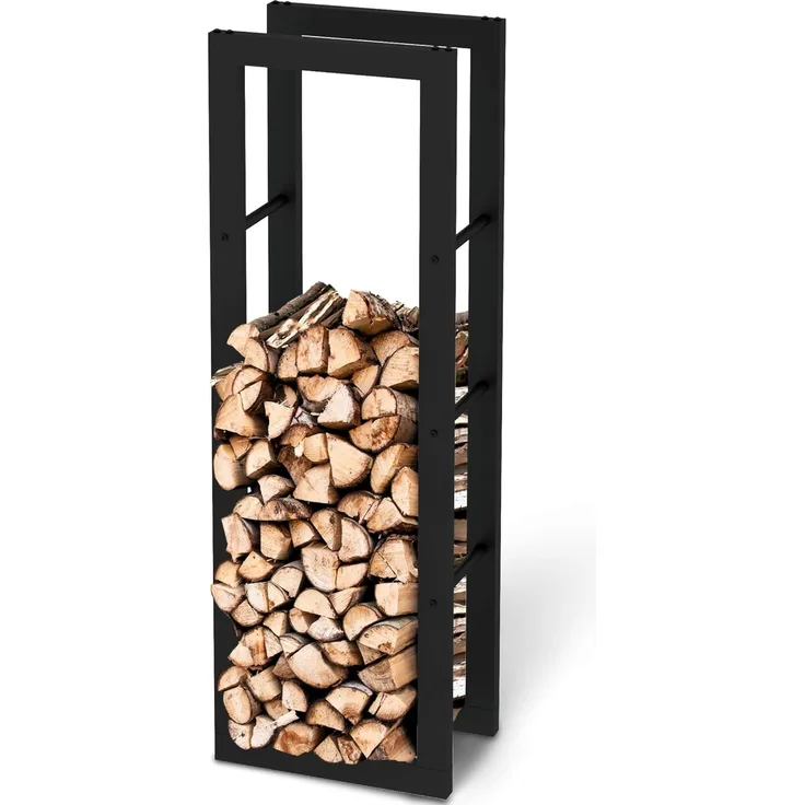 holz4home® Kaminholzregal Metall Schwarz I Brennholzregal Holzlager Design Feuerholzregal, BxTxH:40x25x125 cm, (inkl. Handschuh)