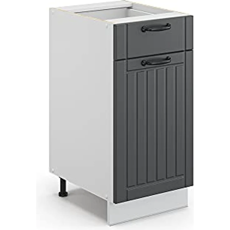 Küchenunterschrank Fame-Line Anthrazit Landhaus 40 cm ohne Arbeitsplatte Vicco – Bild 2