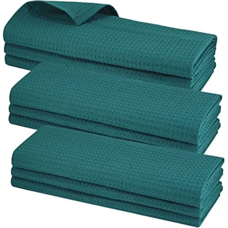 Engelland Geschirrtuch Poliertuch, (Vorteils-Set, 9-tlg, Waffel-Pique), 100 % Baumwolle, integrierte Aufhängeschlaufe, 70 x 50 cm