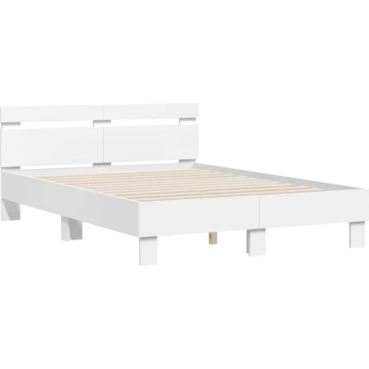 vidaXL Bettrahmen mit LED-Lichtleisten Weiß 137 x 190 cm Holzwerkstoff 3402851 – Bild 5