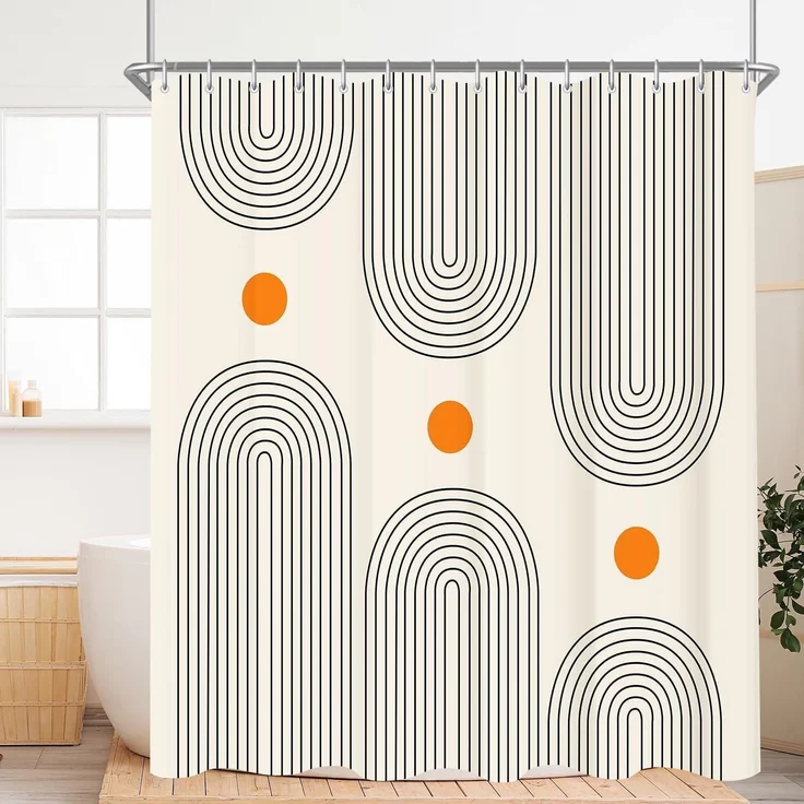 Duschvorhang 240x200cm Geometrische Kurve Wasserabweisend Textil – Bild 8