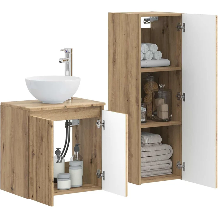 vidaXL Badezimmerschrank-Set 2 stk. Artisan-Eiche 33 x 34,5 x 100 cm 3406122 – Bild 3