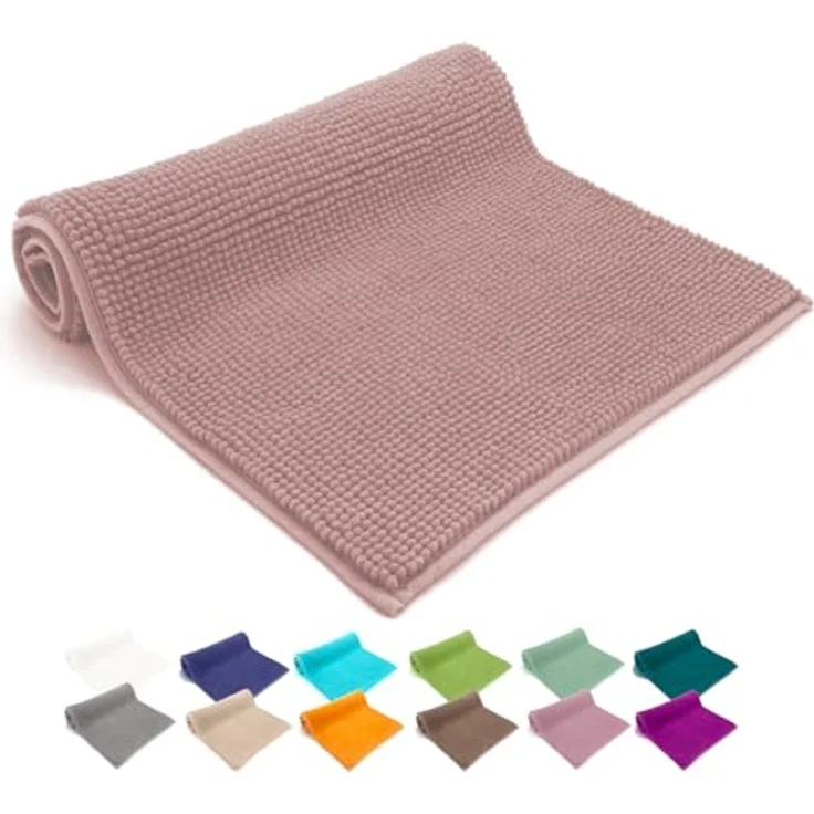 heimtexland Badematte Badvorleger Chenille Badteppich Duschvorleger, rutschhemmend beschichtet, Fußbodenheizung geeignet, fußbodenheizungsgeeignet, saugstark, schnell trocknend, strapazierfähig, rutschfest, Polyester, rechteckig, 45x50 cm, Hochflor, su... – Bild 1