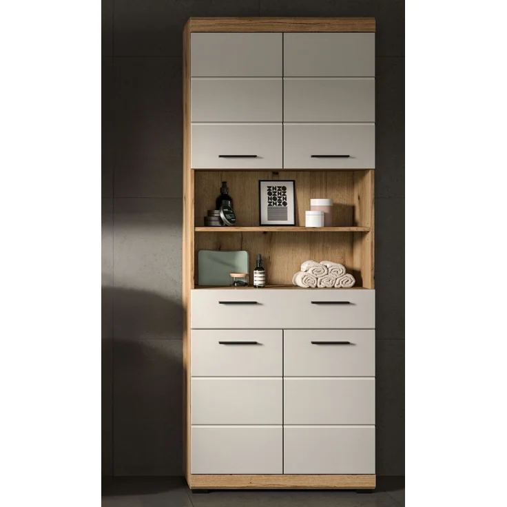 Badezimmer Hochschrank Shawn in sand und Eiche 74 x 191 cm – Bild 5