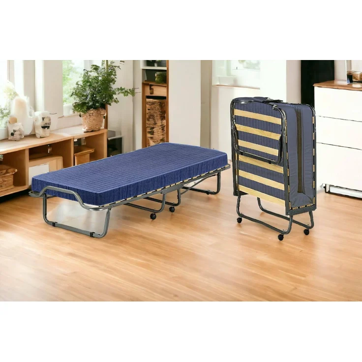 Dmora Klappbett Antonietto, Feldbett mit 15 Lattenrosten, inklusive Matratze, platzsparendes Kinderbett, 100 % Made in Italy, 80 x 190 x 39 cm, mit Hülle – Bild 1
