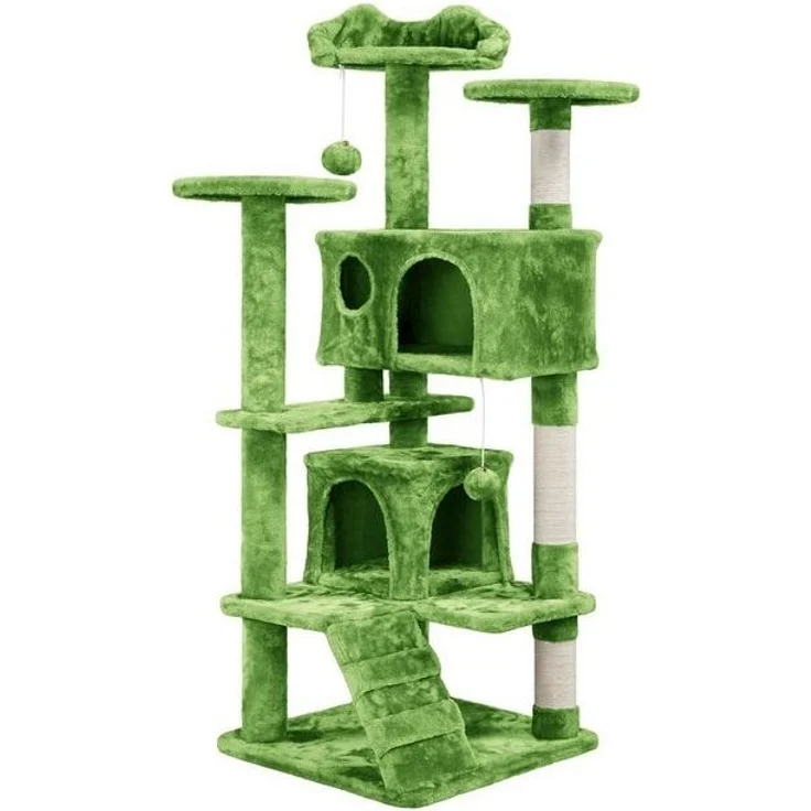 Yaheetech Kratzbaum 139/158/178/202,5 cm (H), Katzenbaum Kletterbaum, Aussichtsplattformen, Katzenhöhlen, Plüschball – Bild 4