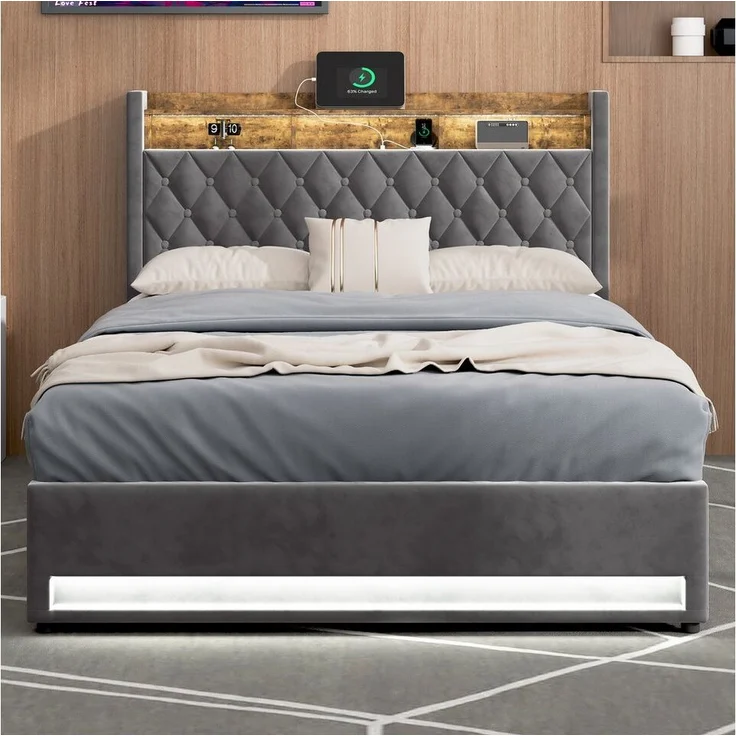STILVORA Polsterbett 140×200 mit matratze und bettkasten,Stauraumbett Boxspringbett mit USB (Funktionbett mit Hydraulikstange,Tragfähigkeit: 200kg, Strapazierfähig und schmutzabweisend,verschiedenen Farben,Metallrahmen), Bettgestell mit Lattenrost,Bequ... – Bild 1