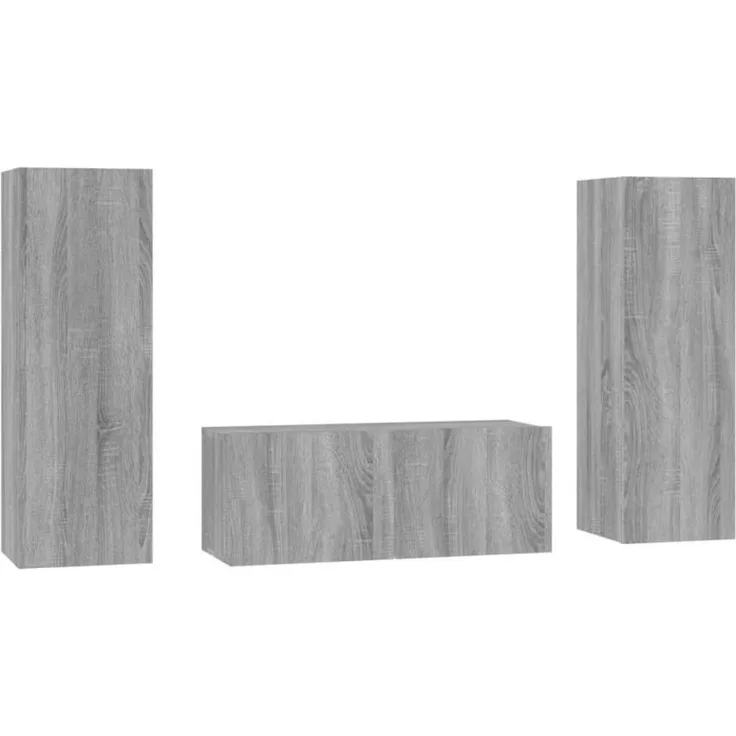 3-tlg. TV-Schrank-Set Grau Sonoma Holzwerkstoff [3120234]