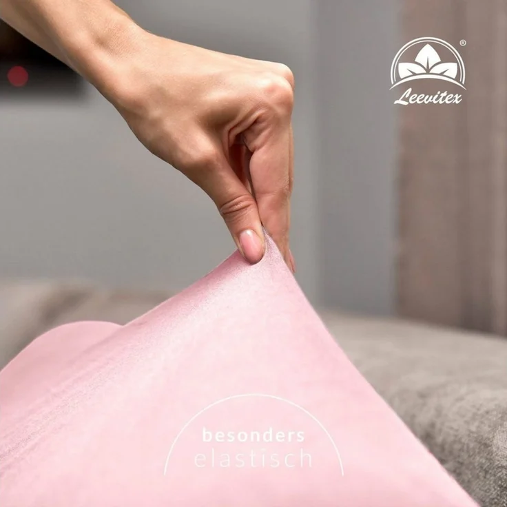 leevitex® Spannbettlaken, Premium 170g/m², Gummizug: rundum, schwer und dick, 100% Jersey-Baumwolle, Rosa / Rose, 90 x 200 - 100 x 220 cm – Bild 3