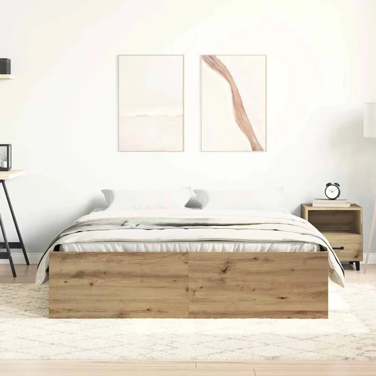 vidaXL Bettgestell ohne Matratze Artisan-Eiche 120x200cm Holzwerkstoff 3328835 – Bild 2