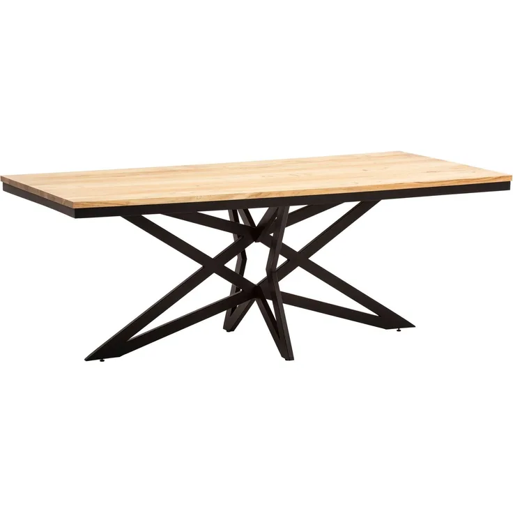 Esszimmertisch 200x100x77cm Akazie Massivholz Metall Industrial Sterngestell Rechteckig