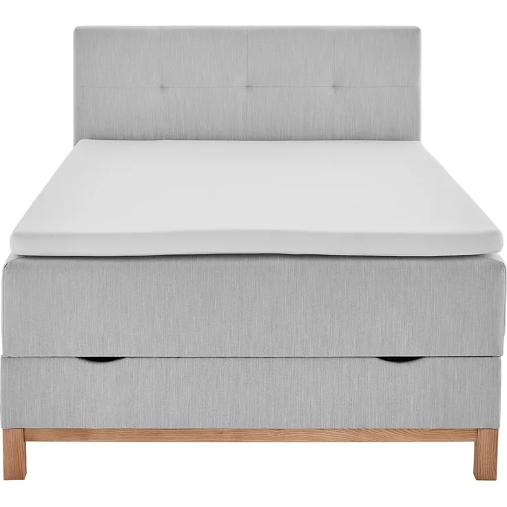 Boxspringbett Calais / Catania, Webstoff, Grau, 122 x 116 x 209 cm