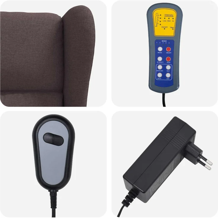 vidaXL Wing Back elektrischer Massagesessel Dunkelbraun Stoff 3460295 – Bild 7