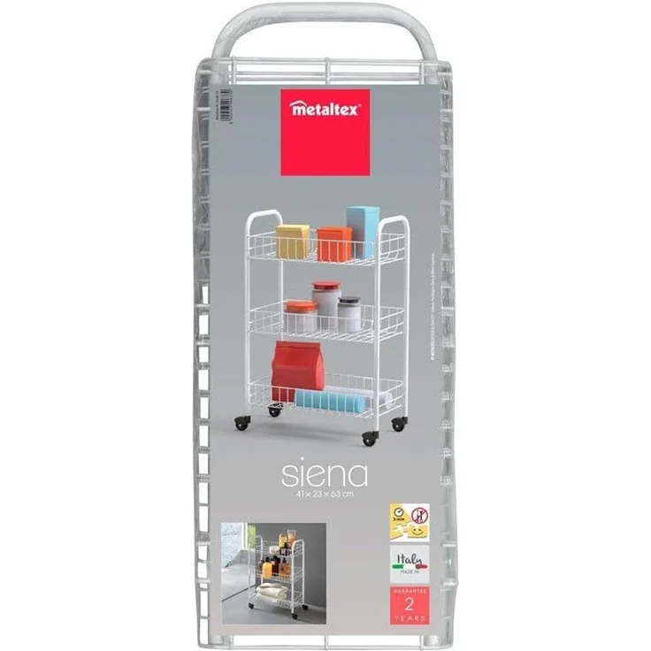METALTEX 340633014 SIENA Allzweckwagen mit 3 Etagen / Rollregal, Höhe 63 cm – Bild 3