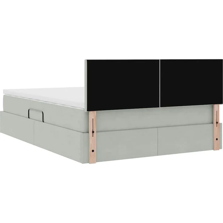 vidaXL Aufbewahrungsbett mit Kopfteil Hellgrau 140 x 190 cm Samt 3370695 – Bild 11