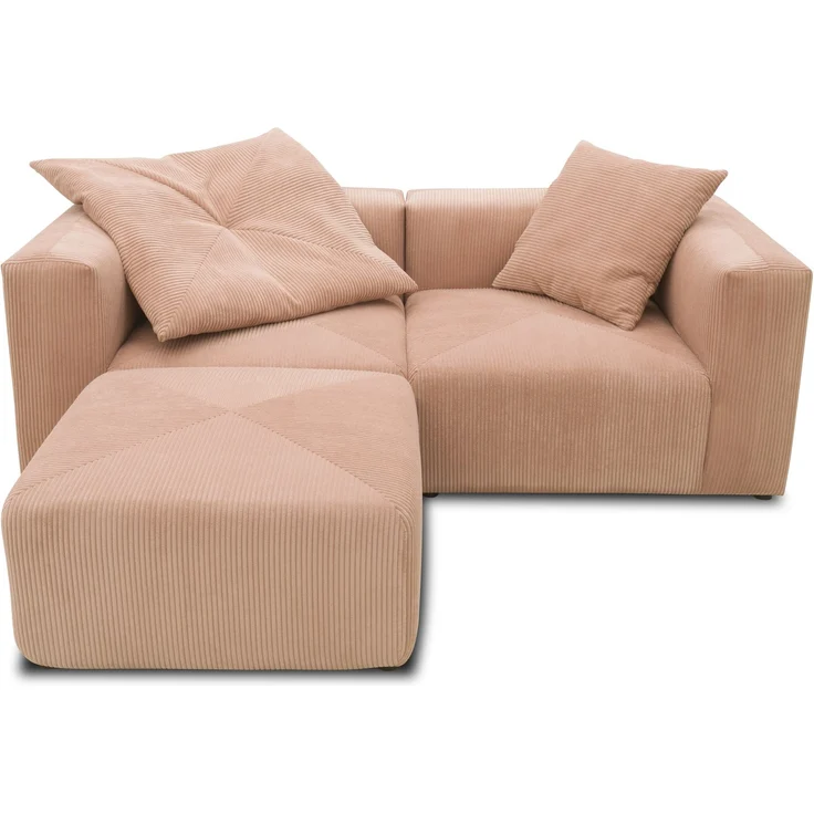 DOMO. collection Ecksofa 800011, kleine Modul-Couch in L-Form, individuell kombinierbar, Cord Sofa, Polsterecke, Eckcouch, Polstergarnitur 216 x 193 x 69 (BxTxH), rose – Bild 2