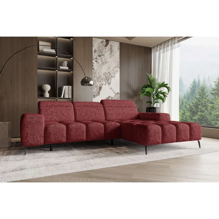 99rooms Milano Ecksofa Chenille APHRODITE Chianti Rechts mit Sitztiefenverstellung