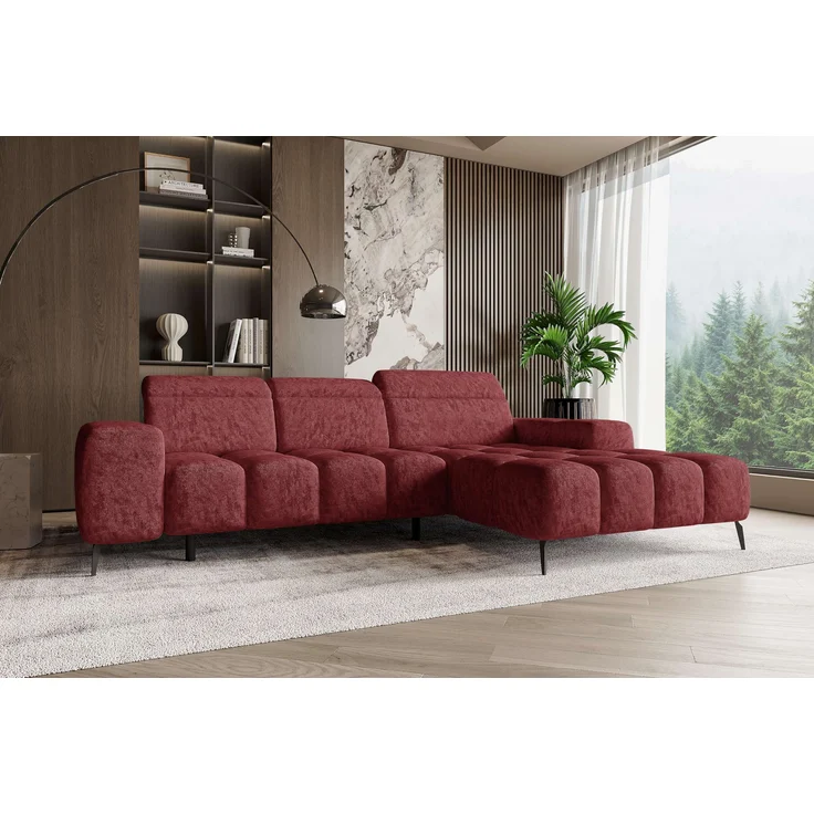 99rooms Milano Ecksofa Chenille APHRODITE Chianti Rechts mit Sitztiefenverstellung