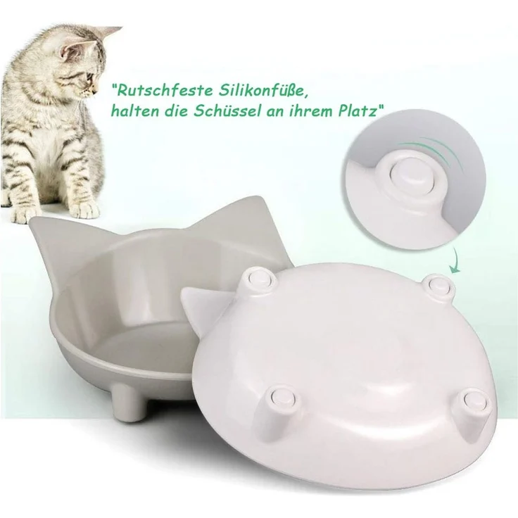TUWENA Futternapf Katzennäpfe 3er-Set, Katzenfutternapf mit rutschfestem Gummi, zur Linderung von Ermüdung der Schnurrhaare, spülmaschinenfest – Bild 2