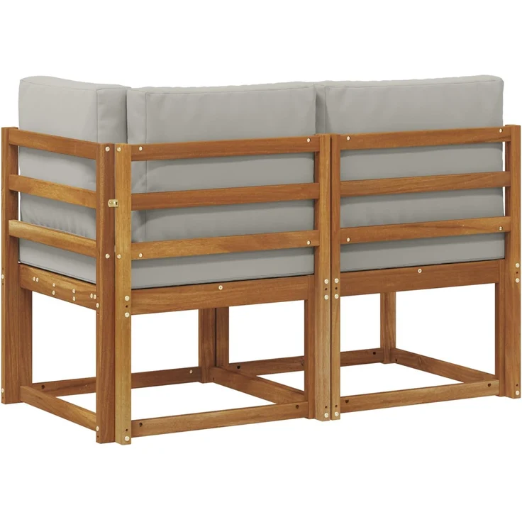 vidaXL Outdoor Mittel- und Ecksofa 2 Stück Natürlich und Hellgrau 900470 – Bild 5