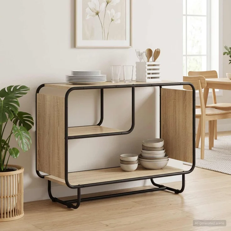 vidaXL Sideboard Sonoma-Eiche 93.5 x 37.5 x 64.5 cm Holzwerkstoff 8007943 – Bild 1