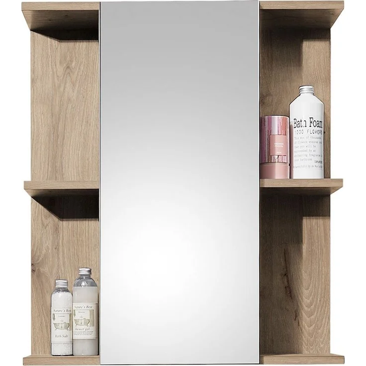Spiegelschrank Sylt / Split, Holzwerkstoff, Holzfarben, Verspiegelt, 60 x 71 x 20 cm – Bild 1