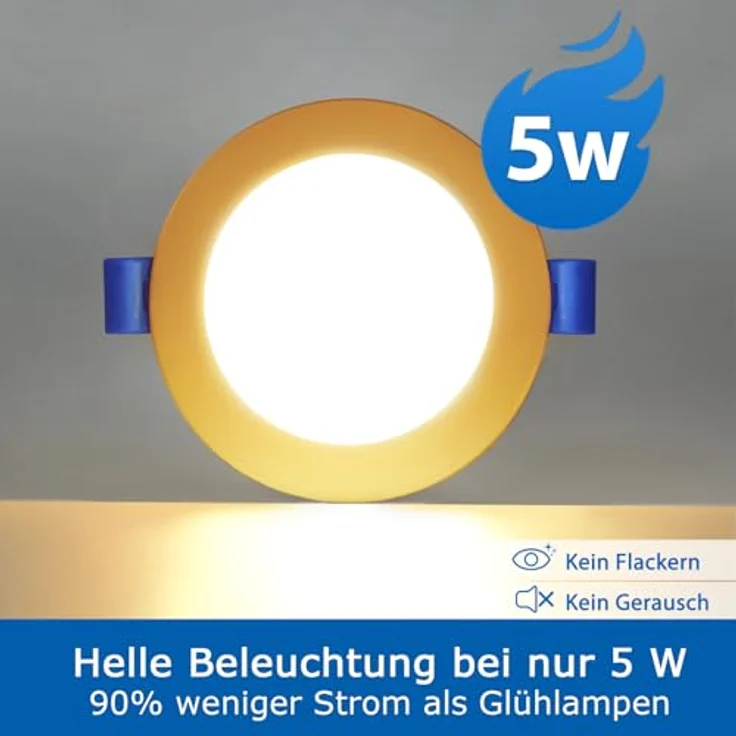 ZIZZLER LED Einbaustrahler Spot 230V, Flach 68-80mm, Warmweiß 3000K, IP44, 5W, 10er Set für Badezimmer und Feuchträume – Bild 5