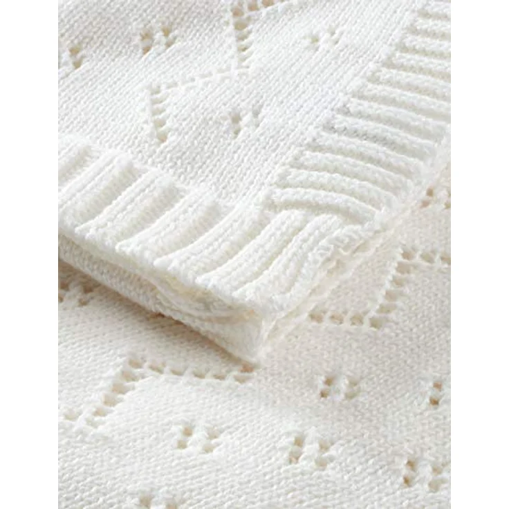 Bio Babydecke Ajour Strick 100% Bio-Baumwolle (kbA) GOTS zertifiziert, Elfenbein, 80 x 95 cm – Bild 2