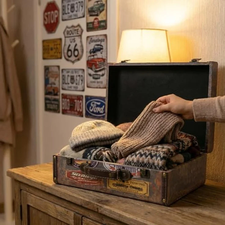 HMF Aufbewahrungsbox Handgefertigter Vintage Koffer aus Holz, Deko Koffer (versch. Größen), Geschenkkoffer im Garagen Design – Bild 9