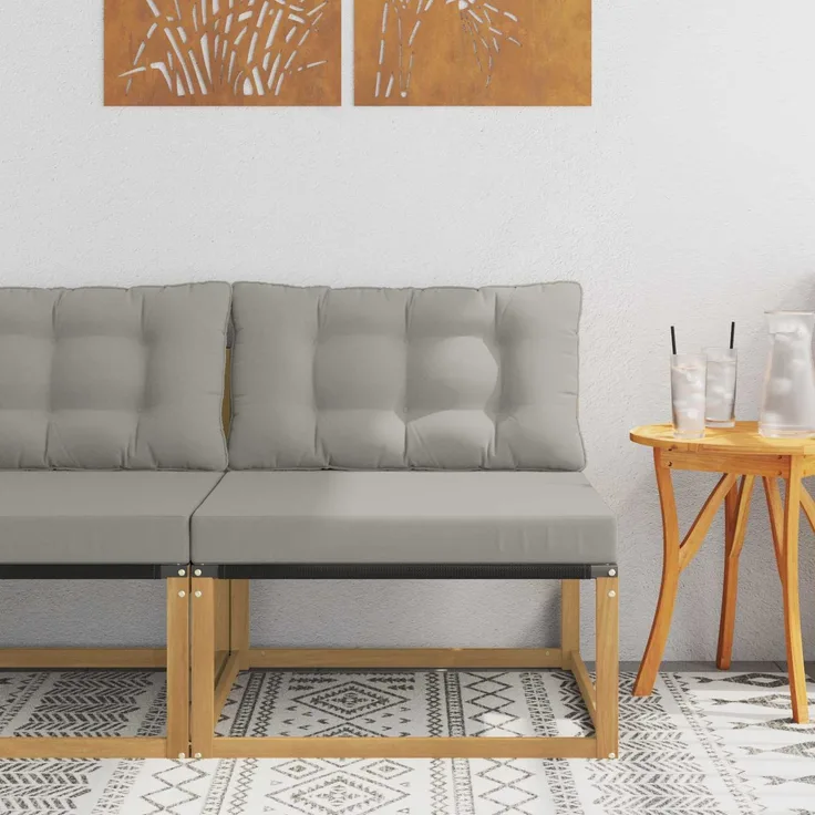 vidaXL Outdoor Mittelsofa mit Kissen Weiß 79 x 83 x 73 cm Stahl 901638