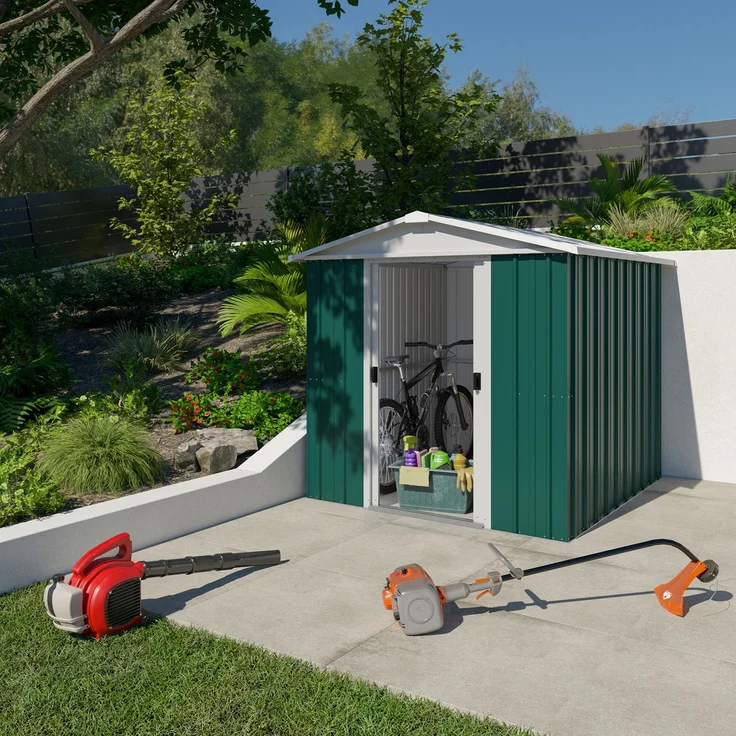 Yardmaster Metall-Gerätehaus "Bayern" Modell 66, grün, 3,46 m²,mit Bodenrahmen – Bild 1