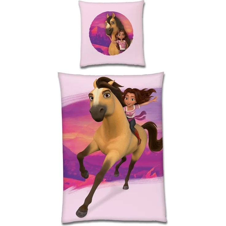 BERONAGE Kinderbettwäsche Spirit Untamed Bettwäsche Wild und Frei Linon / Renforcé, 100% Baumwolle, 2 teilig, 135x200 + 80x80 cm – Bild 3